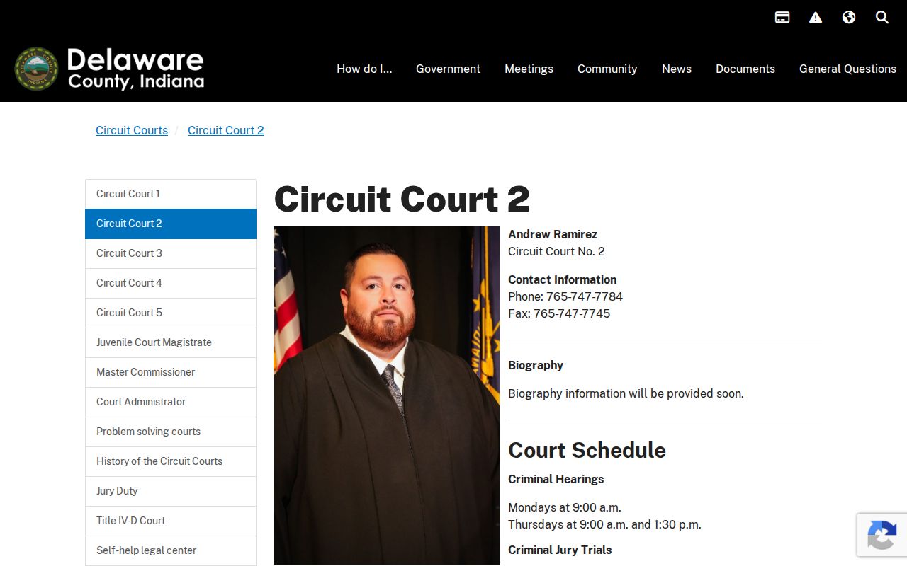 Delaware County Circuit Court 2 public setting schedule
