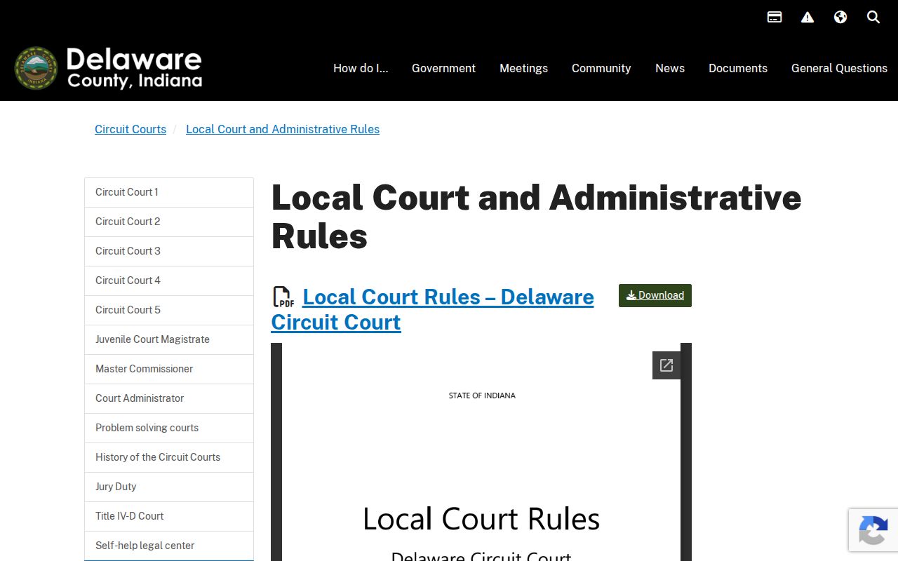Delaware County court docket local rules index