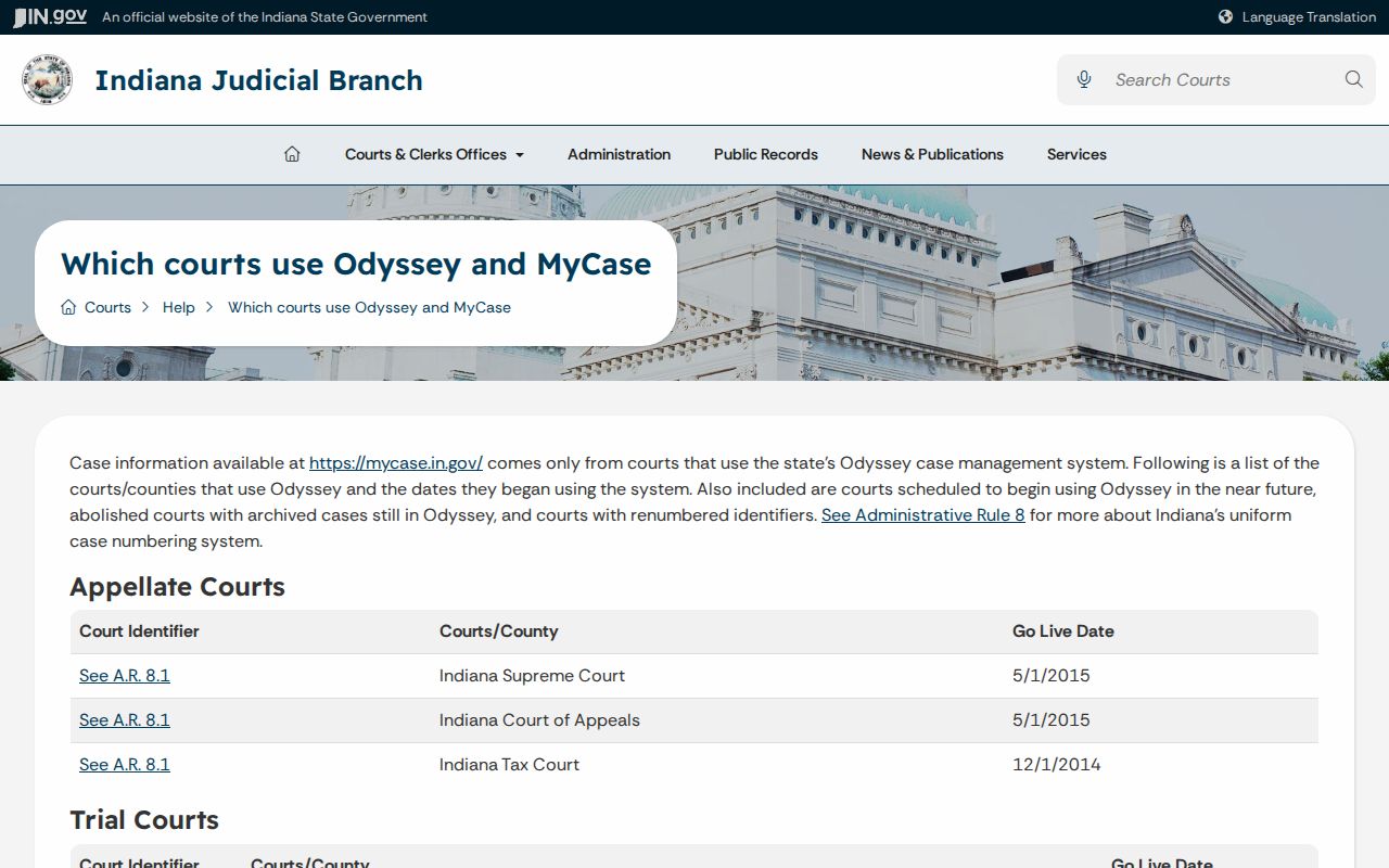Delaware County court docket Odyssey identifiers