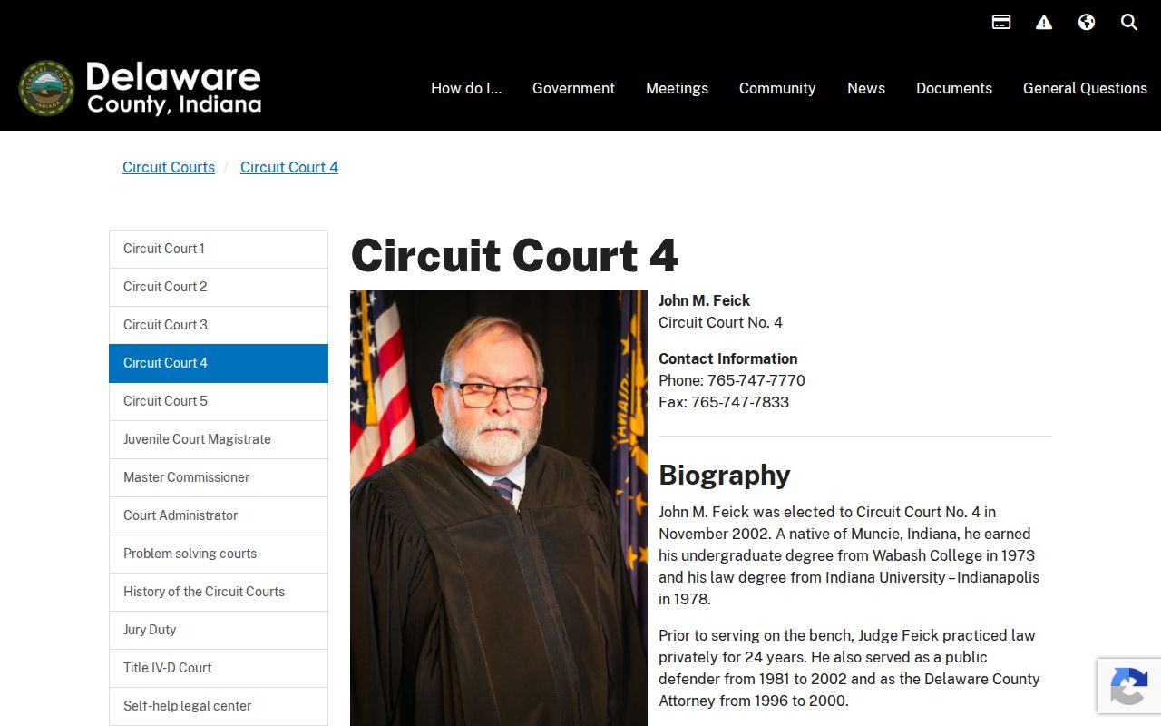 Delaware County Circuit Court 4 specialty schedule