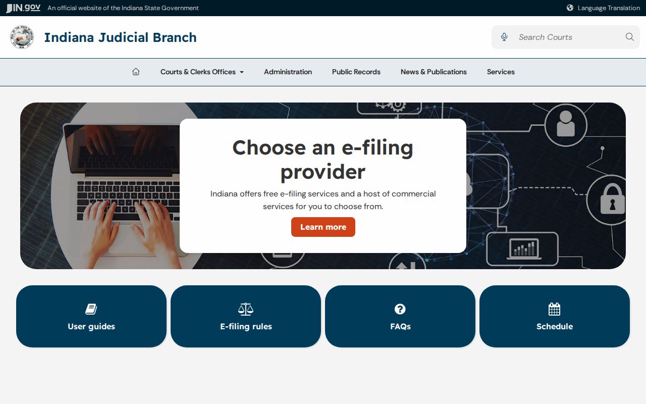 Indiana e-filing information for court submissions