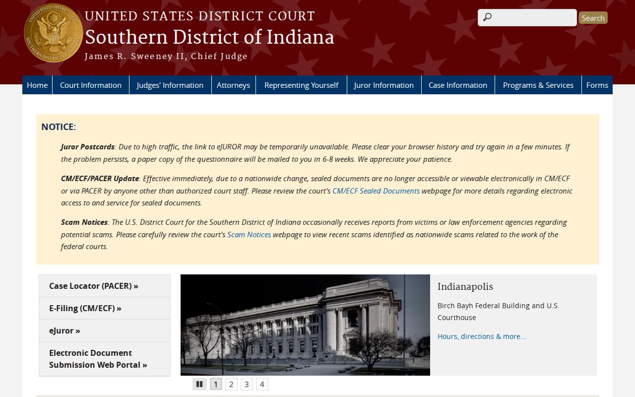 Southern District of Indiana federal court information